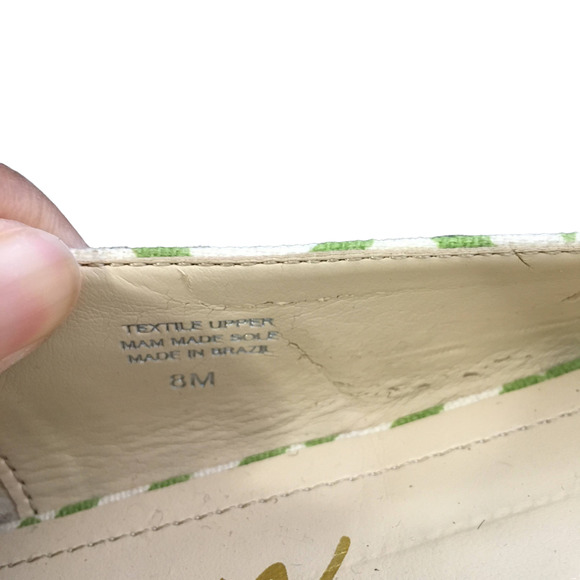 Rowen Women's Greek Key Pointed Toe Espadrilles Flats Size 8M Green/Cream - Picture 8 of 13